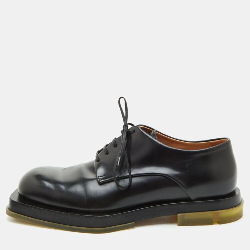 Bottega Veneta Square Toe Size 42 Black Leather Lace Up Derby